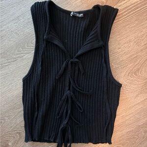 Zara black top with ties- size small